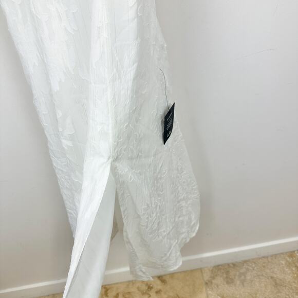 Lulus Loveliest Looks White Floral Jacquard Tie-Strap Midi Dress Medium NWT - Picture 8 of 13